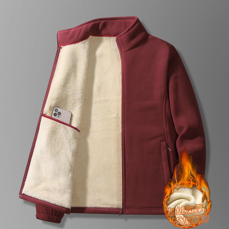 Thickened Warm Cold-Proof Fleece Fleece Cardigan Collar Fleece-Lined Plus Size Fleece Casual Jacket - Image 4